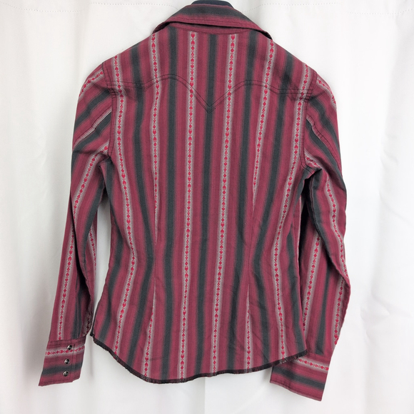 Ladies' Card Suit Stripe Snap Button Western Shirt - Picture 8 of 8